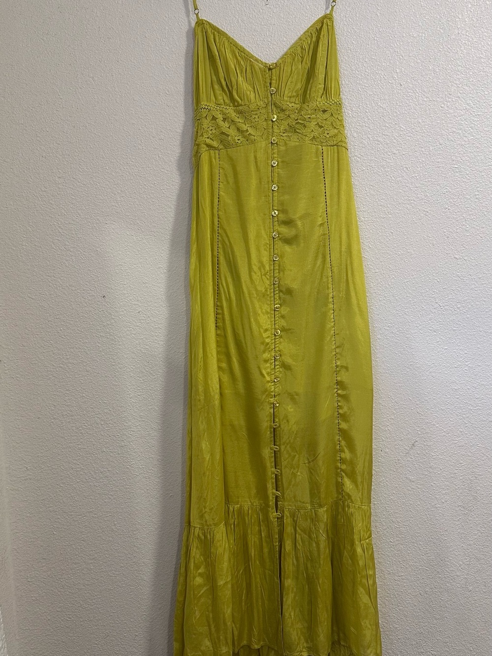 Urban Outfitters Lime Green Lace-Panel Maxi Dress
